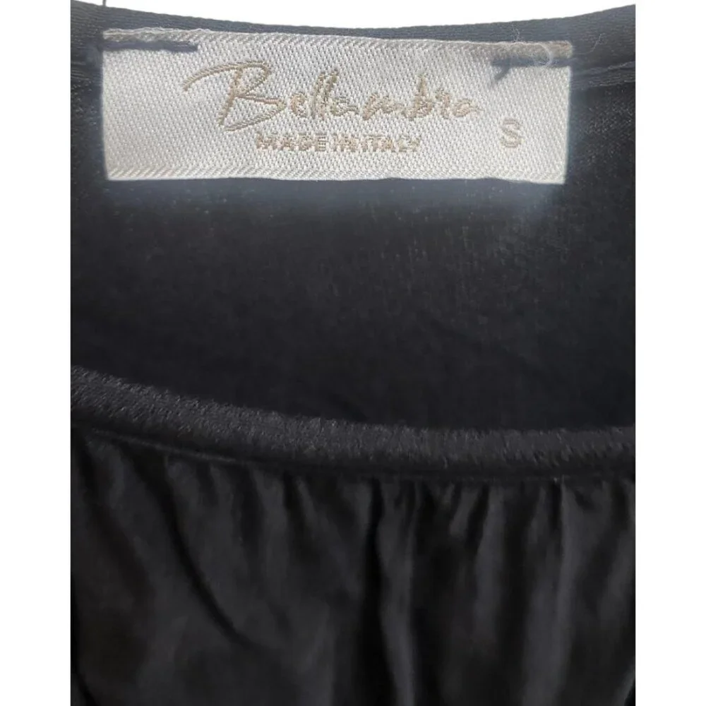 Bellambia Made in Italy Silk Blend Tiered Maxi Dress S Black Boho Resort Elegant - Picture 5 of 8